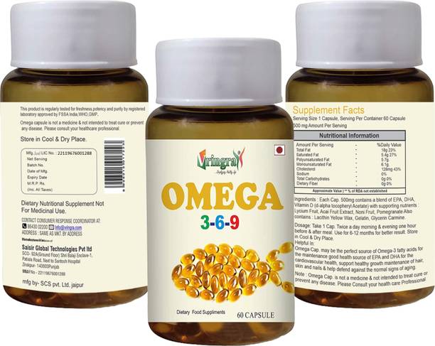 Vringra Omega 369 |Omega Capsules | Omega Fish Oil Capsules |Omega Fatty Acid 60 Cap.