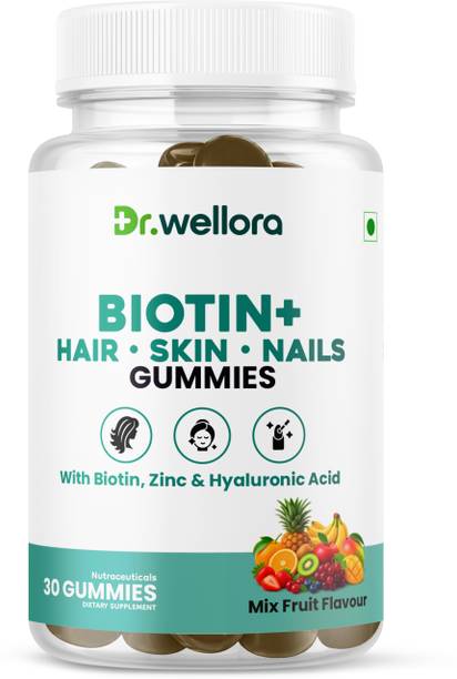 DR. WELLORA Biotin Hair Skin Nails Gummies with Zinc Hyaluronic Acid 30 Gummies