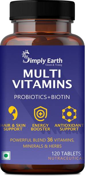 Simply earth Multivitamin For Men & Women (120 Tablets) Probiotics Vitamin C, Zinc & Biotin