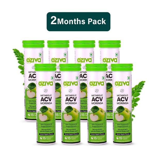 OZiva ACV Moringa (Green Apple)To Control Cravings, Apple Cider Vinegar,No Added Sugar