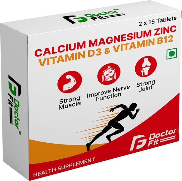 DOCTORFIT Calcium + Magnesium + Zinc + Vitamin D3 + Vitamin B12 For Men & Women