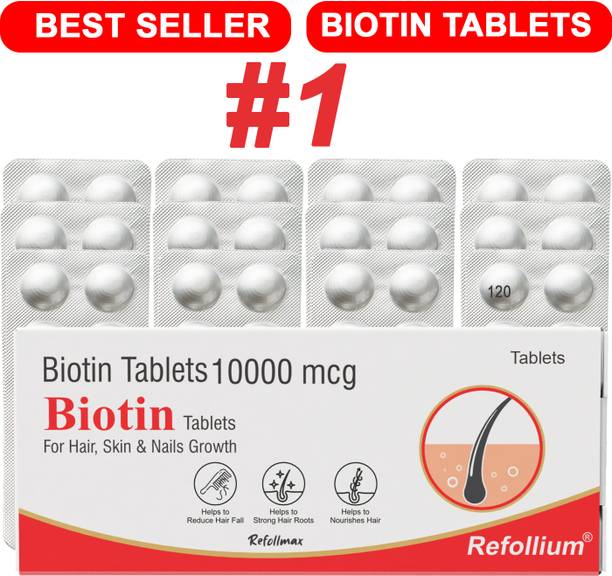 Refollium Biotin 10000 mcg Maximum Strength Hair, Skin and Nails for Men & Women
