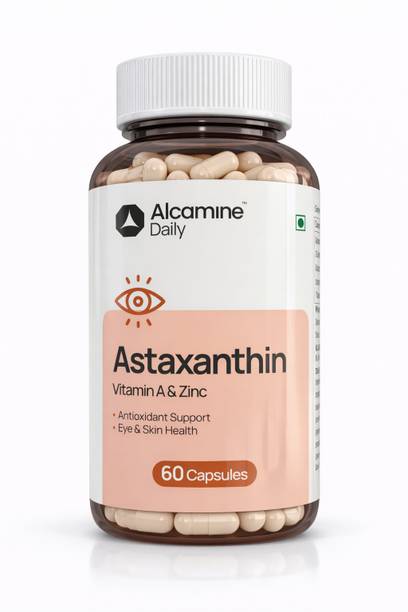 Alcamine Astaxanthin 2 mg with Vitamin A 600 mcg & Zinc 5 mg, Supports Eye & Skin Health