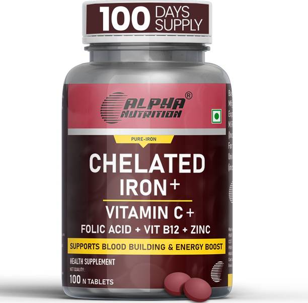 ALPHA NUTRITION Chelated Iron Tablets for Women & Men with Folic Acid | Iron Supplement