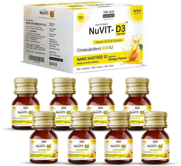 The Old Natural NuVit-D3, Cholecalciferol Vitamin D3 600 IU Nano Shots, Mango