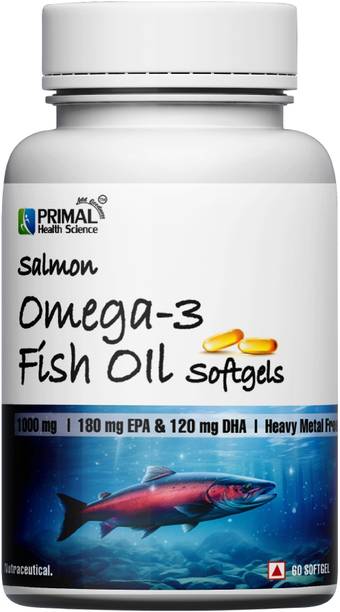 PRIMAL HEALTH SCIENCE Salmon Omega 3 Fish Oil | 1000 mg Softgel | Pure, Odorless, Easy To Swallow