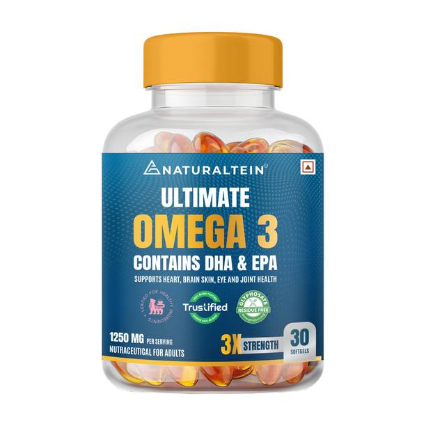 NATURALTEIN Triple Strength Omega-3 1250mg |450mg EPA & 300mg DHA – Heart, Brain & Joint|