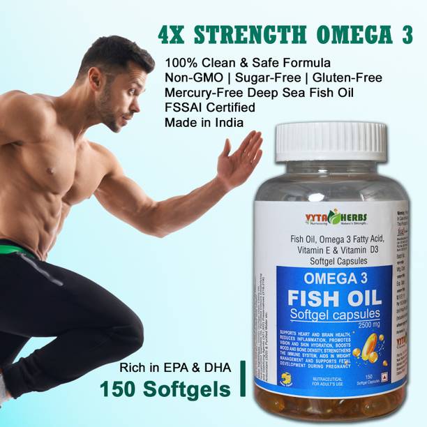 Vyta Herbs Omega 3 Fish Oil Capsules for Heart, Brain, Joints, Eye & Immunity Support