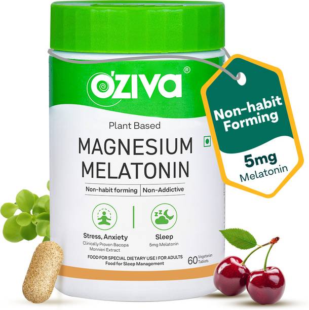 OZiva Magnesium Melatonin For Stress, Anxiety & Sleep, With Bacopa Monnieri Extract