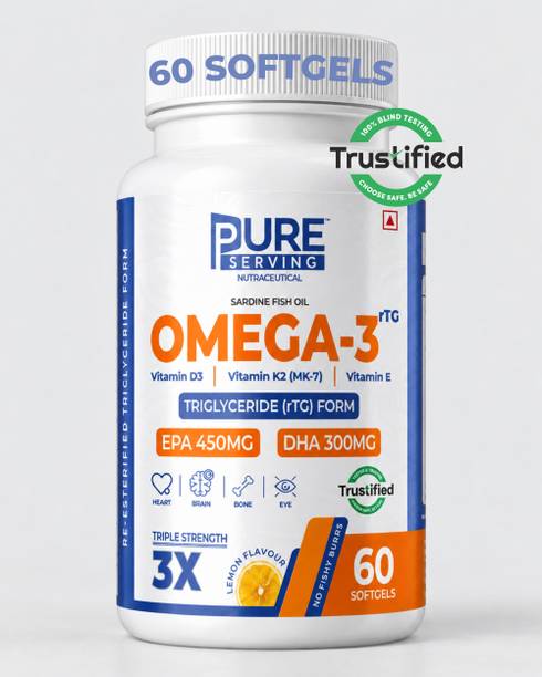 Pure Serving Triple 3X Strength Omega 3 450mg EPA/300mg DHA Re-Esterified Triglyceride (rTG)