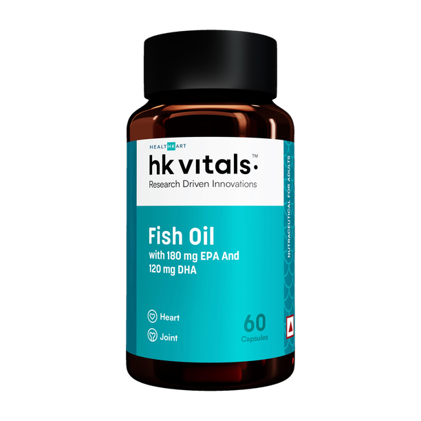 HEALTHKART hk vitals Fish oil (1000 Omega 3, with 180 mg EPA & 120 mg) for Brain & Heart