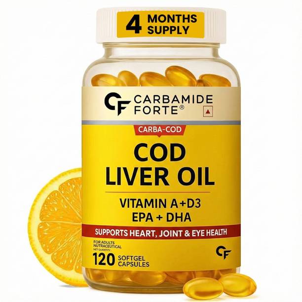 CARBAMIDE FORTE Omega 3 Cod Liver Oil Capsules | fish oil omega 3 With Vitamin A & D3