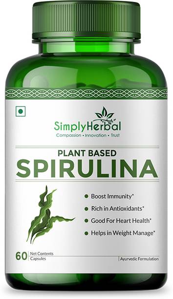 Simply Herbal Spirulina Capsules 2000Mg Green Food For Good Health & Weight Management