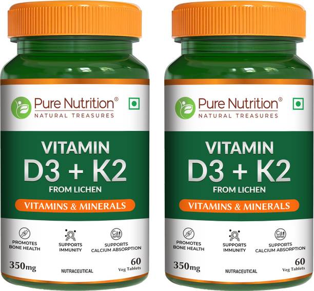 Pure Nutrition Vitamin D3 + K2 l Vitamin D3 600IU for Bone & Joint Health