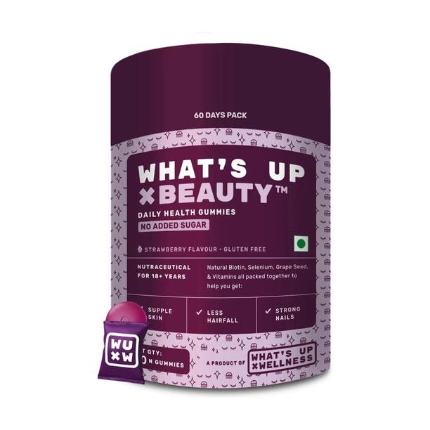 What's Up Wellness Natural Biotin Gummies 60 Day Pack No Added Sugar