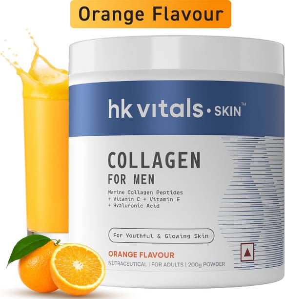 hk vitals Collagen for Men, Orange | Marine Collagen Peptides with Vitamin C, E