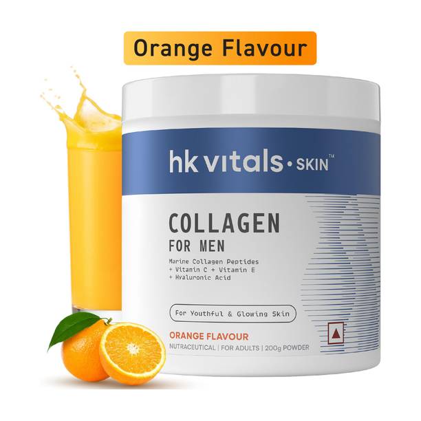 hk vitals Collagen for Men, Orange | Marine Collagen Peptides with Vitamin C, E