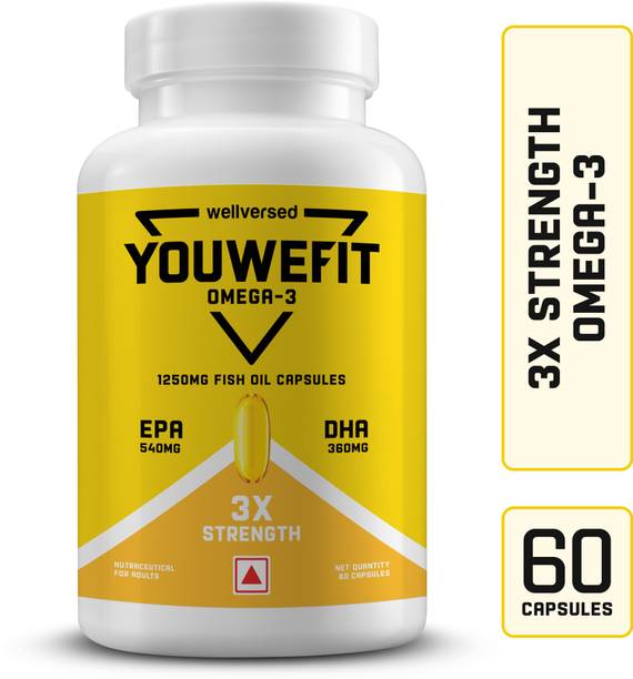 YouWeFit Omega-3 Fish Oil | 1250mg Triple Strength Fish Oil Capsules | No Fishy Burps