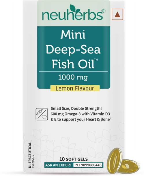 Neuherbs Mini Deep Sea Omega 3 Fish Oil 1000mg, EPA- 360mg, DHA- 240mg For Heart & Brain