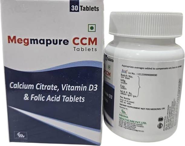 Megma Health Care CCM Calcium Citrate Vitamin D3 Folic Acid For Men and Women Bones Health