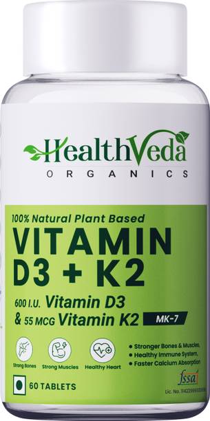 Health Veda Organics Vitamin D3+K2 For Healthy Bones & Joints Health