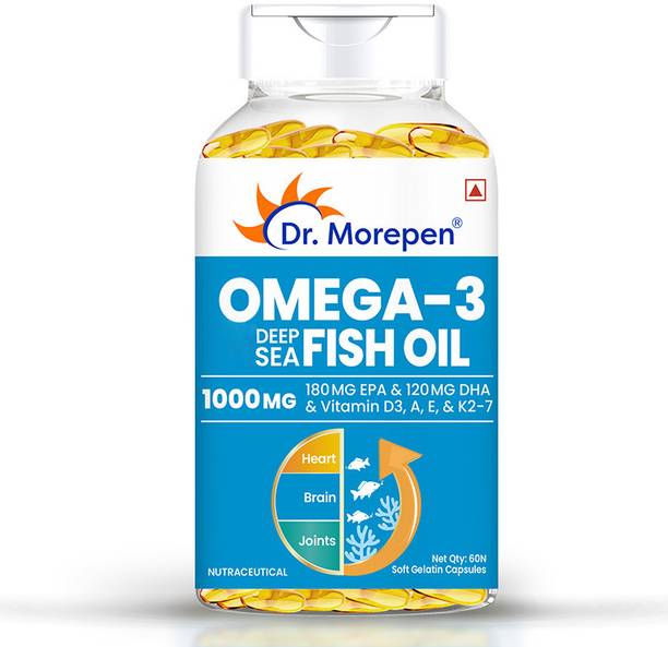 Dr. Morepen Omega 3 Fish Oil 1000 mg | DHA & EPA 300mg | No Fishy Burp & Taste| Heart Health