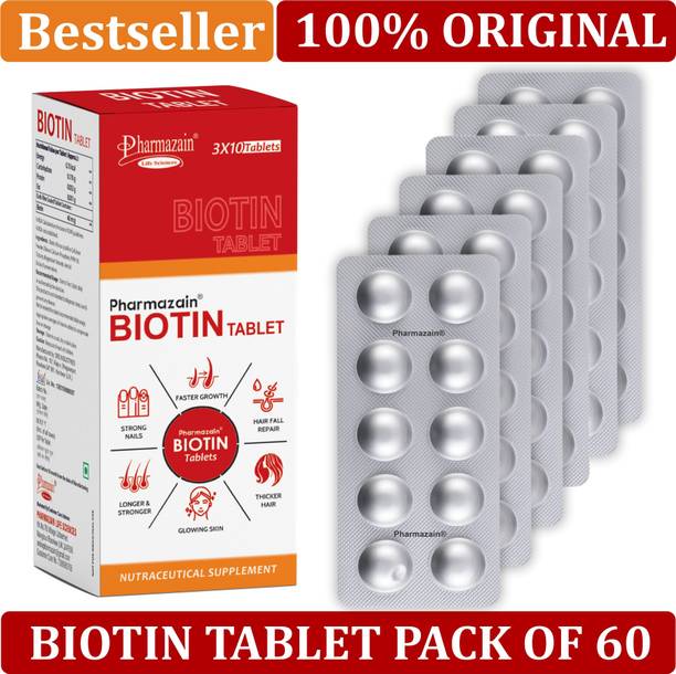 PHARMAZAIN LIFE SCIENCES Biotin Tablet help Support Strong Hair, Reduce Hair Fall And Improve Hair Growth