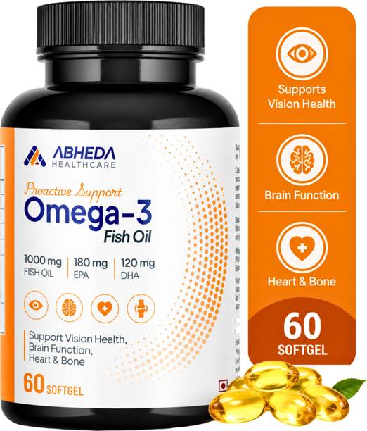 ABHEDA HEALTHCARE Omega-3 Fish Oil 1000mg Softgel Capsules for Heart, Brain, Eye & Joint Support