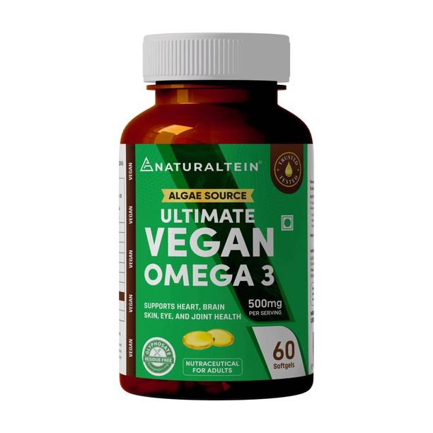 NATURALTEIN ALGAE SOURCE VEGAN Omega 3|Fish Oil Replacement|Supports Heart & Brain Health