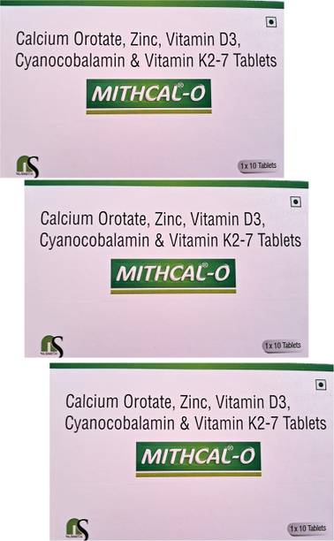 Nusmith Mithcal-O Calcium 500mg , Zinc, Vitamin D3, Vitamin B12 & Vitamin K2-7 Tablets