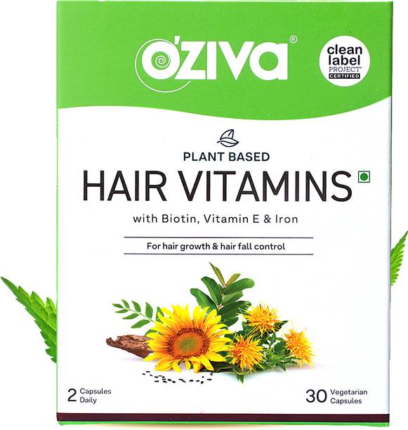 OZiva Plant Based Hair Vitamins(with Biotin & Iron)for Hair Regrowth |Hairfall Control