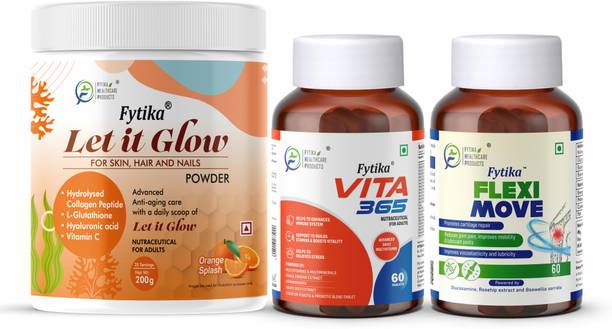 FYTIKA Let it Glow Orange Splash-200G + Vita 365-60 Tabs + Flexi Move-60 Tabs