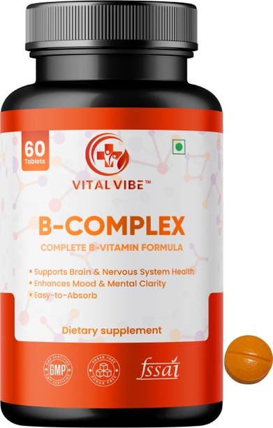 VITAL VIBE Vitamin B Complex Tablets with 100%RDA – Energy, Brain & Nerve Support