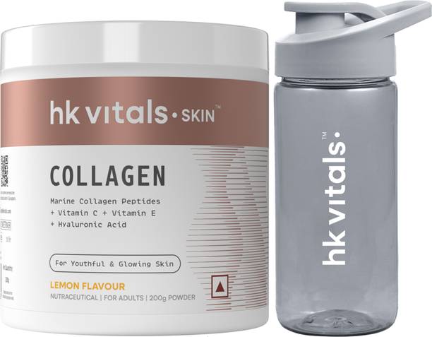 HEALTHKART Skin Radiance Collagen Supplement, with Biotin, Vitamin C, E, Lemon with Sipper