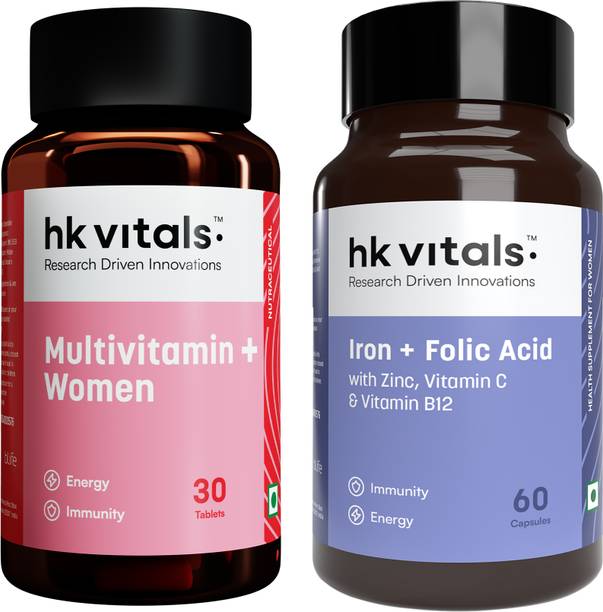 HEALTHKART HK Vitals Multivitamin Plus Women, for Energy with Iron + Folic Acid Supplement