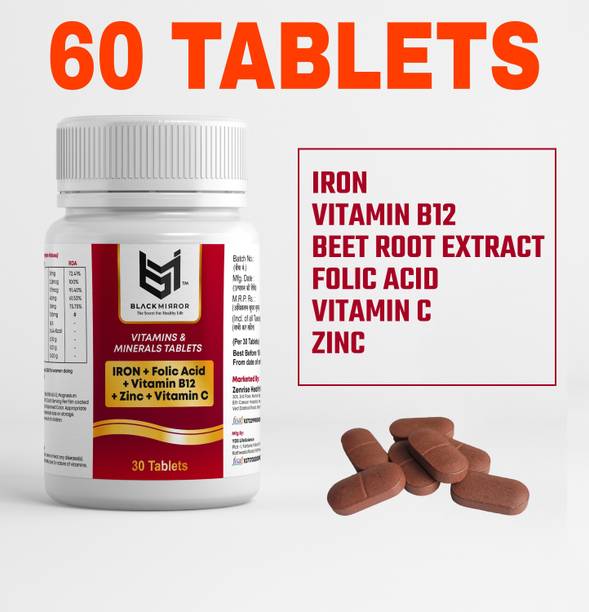 Black mirror IRON, VIT B12, FOLIC ACID, VIT C, ZINC, BEET ROOT EXT. SUPPLIMENTS TABLETS
