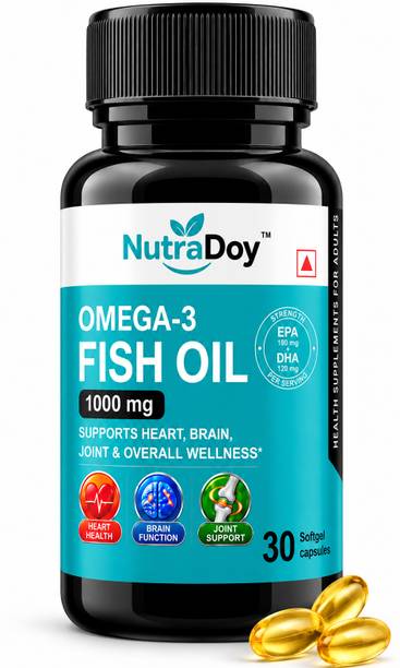 NutraDoy Omega-3 Fish Oil 1000mg Capsules with Vitamin A,E & D3| No Fishy Burps