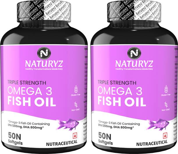 NATURYZ Triple Strength Omega 3 Fish Oil Capsules with Highest EPA 1200mg, DHA 800mg