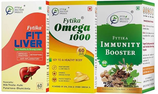 FYTIKA HEALTHCARE PRODUCTS Fit Liver + Omega 1000 + Immunity Booster (Pack of 3)