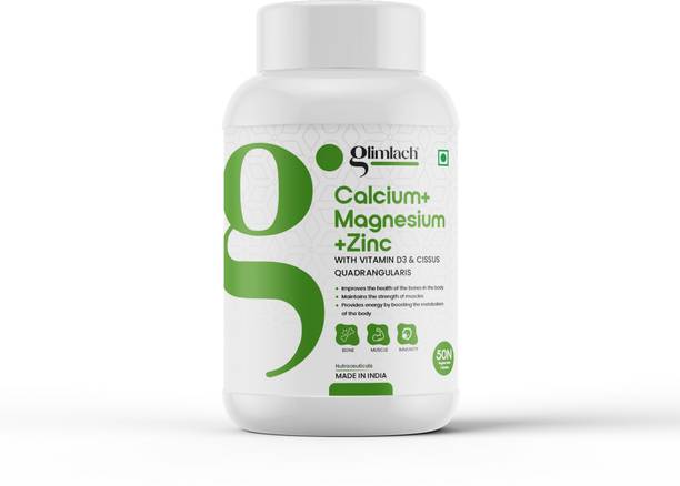 GLIMLACH Calcium Magnesium & Zinc Tablets with Vitamin D3, Supplement for Women and Men