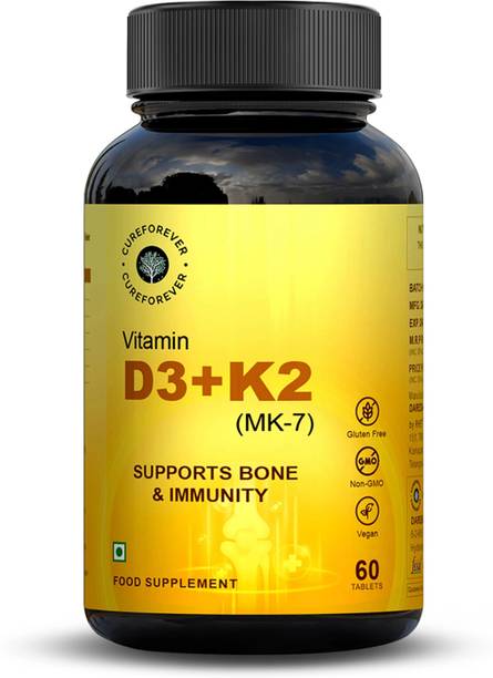 CureForever Vitamin D3 + K2 MK7 100% RDA-Strong Bones, Immunity & Heart Support