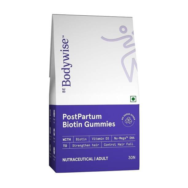 Bodywise Post Pregnancy Biotin Hair Gummies | Stronger Hair & Nails | No Added Sugar