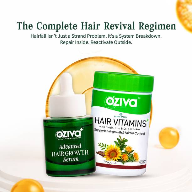 OZiva Hair Vitamins (with Biotin & Iron)for Hair Regrowth & Advanced Hair Growth Serum