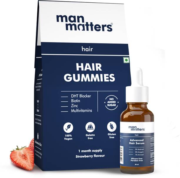 Man Matters Hair Growth Pack |Biotin Hair Gummies 30N & Hair Serum 30ml |Promote