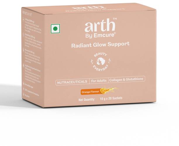 ARTH Radiant Glow Support | Collagen & Glutathione supplements | Orange flavour