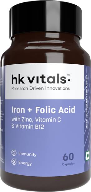 HEALTHKART HK Vitals Iron + Folic Acid with Zinc, Vitamin C & Vitamin B12