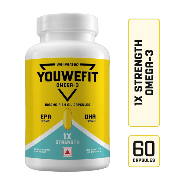 YouWeFit Omega-3 Fish Oil | 1000mg Daily Strength Fish Oil Capsules | No Fishy Burps