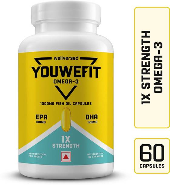 YouWeFit Omega-3 Fish Oil | 1000mg Daily Strength Fish Oil Capsules | No Fishy Burps