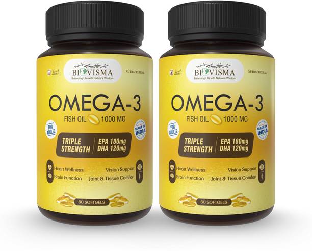 BIOVISMA Omega 3 Fish Oil 1000 mg with 180 mg EPA and 120 mg DHA