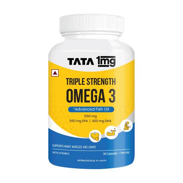 TATA 1mg Triple Strength Omega 3 Fish Oil | 560mg EPA & 400mg DHA High Strength Capsule